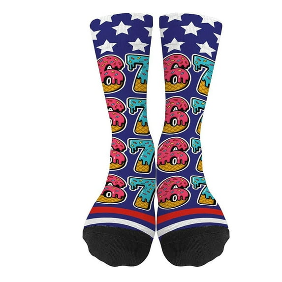 67 Socks for Boys Girls Six Seven Meme Design Funny Mason 6 7 Ice Cream Baseball Socks 7-13 Years Black1