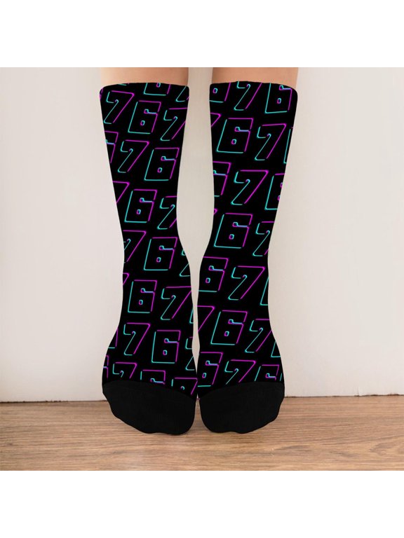 67 Socks for Children – Funny Six Seven Meme Design Kids Socks, Soft Stretchy Crew Socks for Boys & Girls, Cute Everyday Wear & Gift Idea