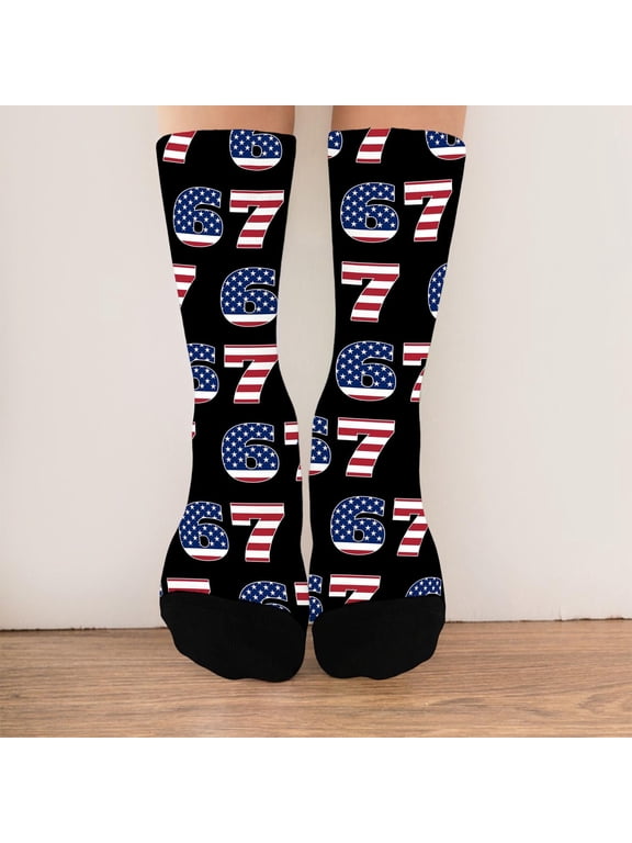 67 Socks for Children – Funny Six Seven Meme Design Kids Socks, Soft Stretchy Crew Socks for Boys & Girls, Cute Everyday Wear & Gift Idea