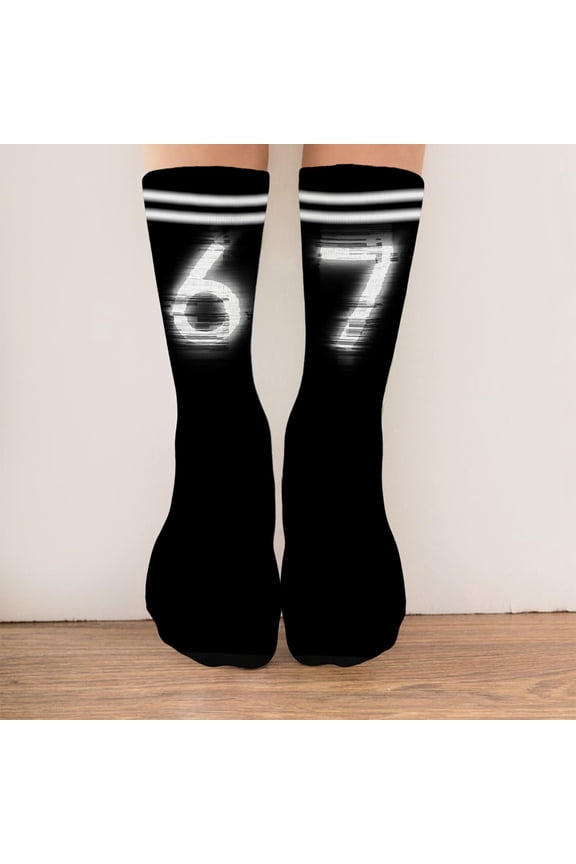 67 Socks for Children – Funny Six Seven Meme Design Kids Socks, Soft Stretchy Crew Socks for Boys & Girls, Cute Everyday Wear & Gift Idea