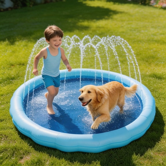 67" Splash Pad for Kids & Dogs, Non Slip BPA Free Thickened PVC Sprinkler Mat, Outdoor Water Play Toy for Backyard Lawn Summer Fun, Multiple Sizes