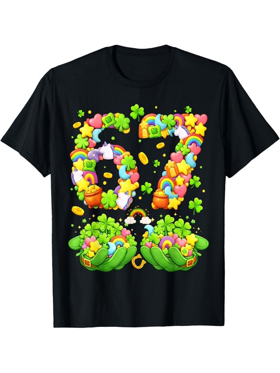 67 St Patricks Day Meme Six Seven Lucky Shamrock Candy Kids T-Shirt