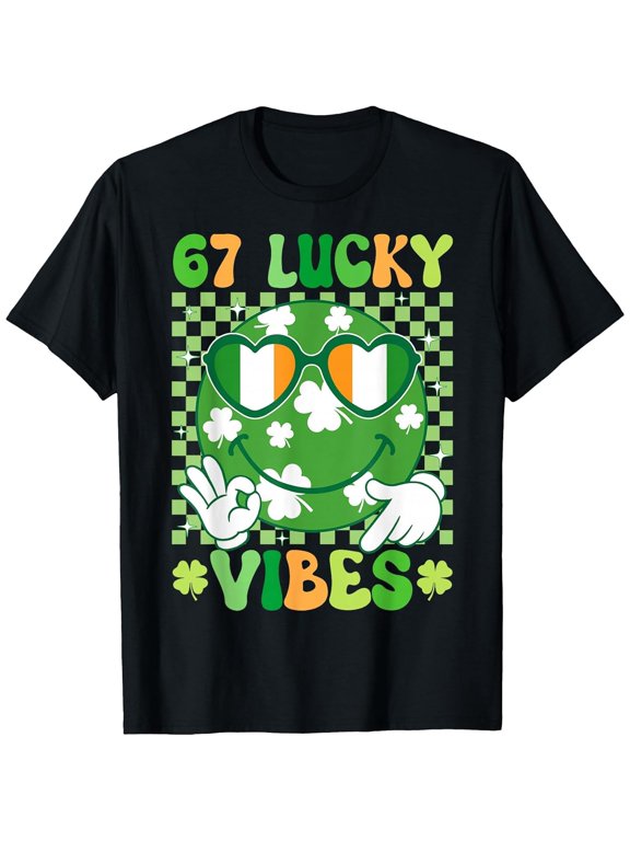67 St Patricks Day Meme Six Seven Lucky Shamrock Irish Boys Girls T-Shirt, T-Shirt for Kids Youth, 180gsm, 100% Cotton