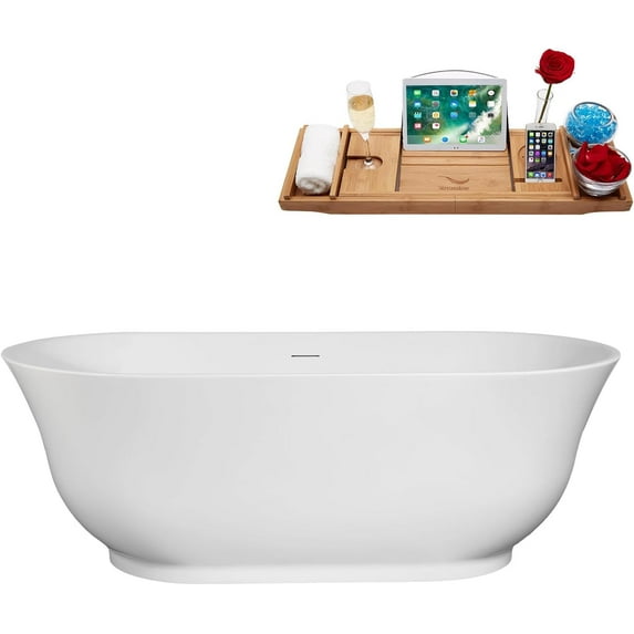 67" Streamline B-208-09-CH Soaking Freestanding Tub and Tray With Internal Drain in Polished Chrome