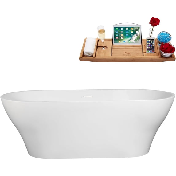67" Streamline B-240-33-BGL Soaking Freestanding Tub and Tray With Internal Drain in Brushed Gold