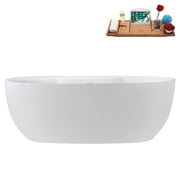 67 Streamline G-91-345-GLD Soaking Glossy White Freestanding Tub and Tray With Internal Drain in Polished Gold