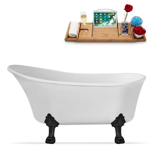67" Streamline N349BL-IN-BL Clawfoot Tub and Tray With Internal Drain