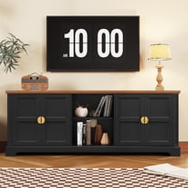 67" TV Stand for 75" TV with Storage and Shelves, Mid-Century Style, Black