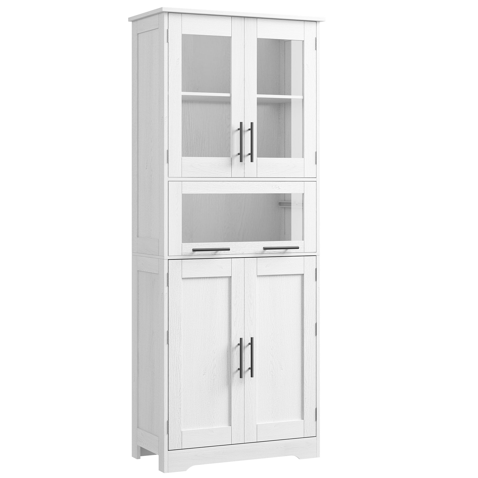 67" Tall Bathroom Storage Cabinet,Freestanding Bathroom Cabinet with Glass Doors,Kitchen Pantry ...