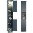 thumbnail image 1 of 67" Tall Bathroom Storage Cabinet with Lights, Slim Narrow Bathroom Cabinet Organizer with Doors and Adjustable Shelves, Tall Cabinet for Small Space, Living Room, Kitchen, Blue, 1 of 8