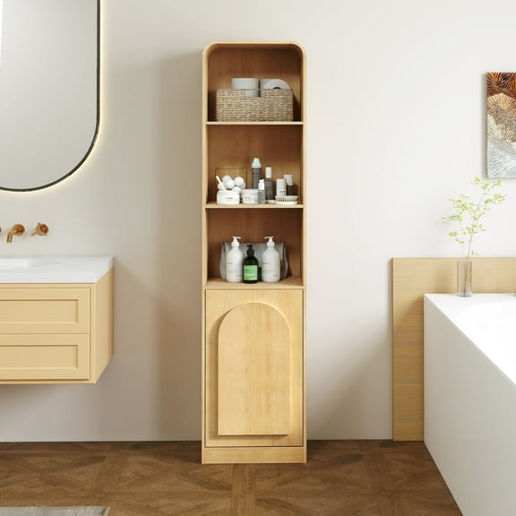 67" Tall Narrow Storage Cabinet Freestanding Tower Cabinet with Door Space Saving Organizer for Bathroom Kitchen Living Room