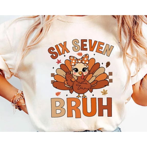 T-shirt Humour Thanksgiving Turkey Sunglasses - Six Seven Bruh - Couleur Et Taille Au Choix - Neuf