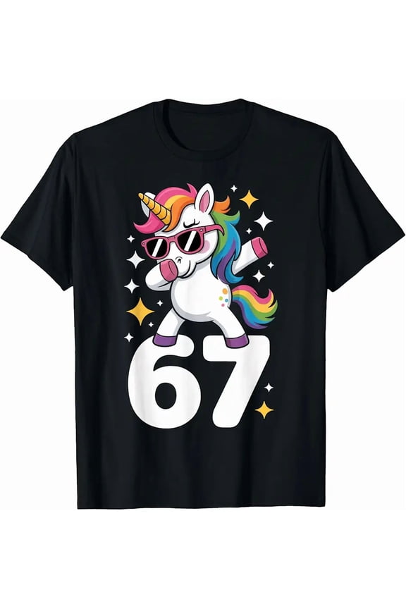 67 Unicorn Dabbing Six Seven Meme Funny T-Shirt