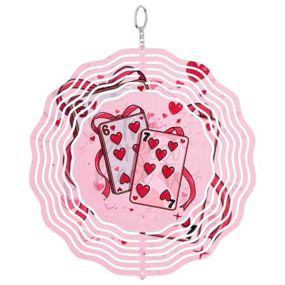 67 Valentines 3D Wind Spinner Stainless Steel Vintage Number