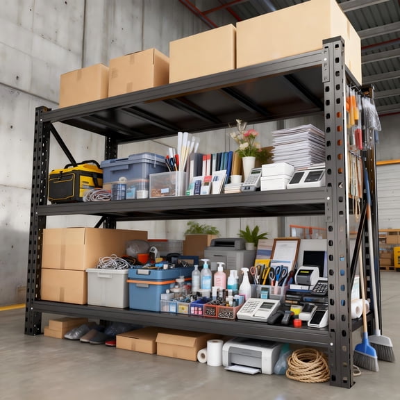 48”W Garage Shelving Heavy Duty, 7000LBS Metal Storage Shelves, 20” Deep Storage rack shelf, Steel Tall Industrial Shelving , 3 Tier Adjustable Standing Shelf for Warehouse / Shop 48"W x 20"D x 63"H