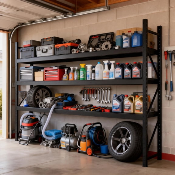 67”W Heavy Duty Garage Shelving Units, 3000LB Capacity Metal Shelving Unit, 3-Tier Adjustable Steel Shelving & Storage Rack, 20" D x 63" H Industrial Shelves for Garage, Basement, Warehouse - Black