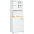 thumbnail image 1 of 67" White Kitchen Buffet with Hutch - Freestanding Pantry Cabinet with Microwave Stand & Adjustable Shelves, 1 of 10