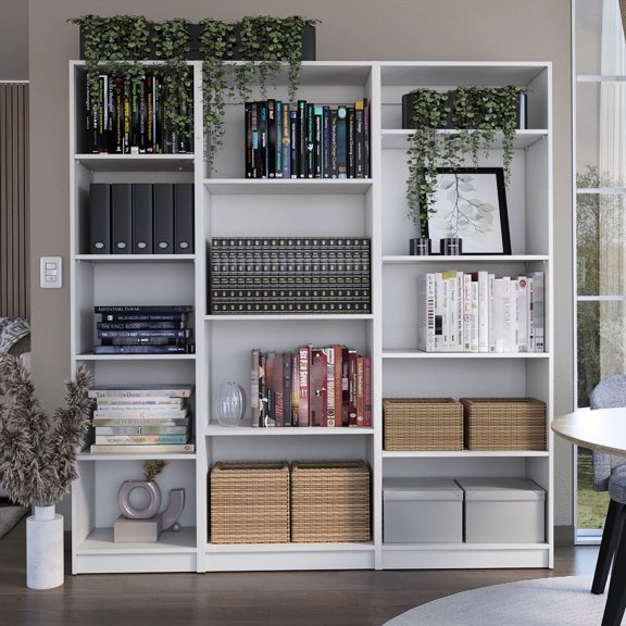 67" Wide, 14 Shelves - Versatile Storage for Various Decor - Living Room Arrangement - Durable and Stable