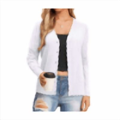 67 Womens Solid Color Button Up Long Sleeve Knitted Sweater