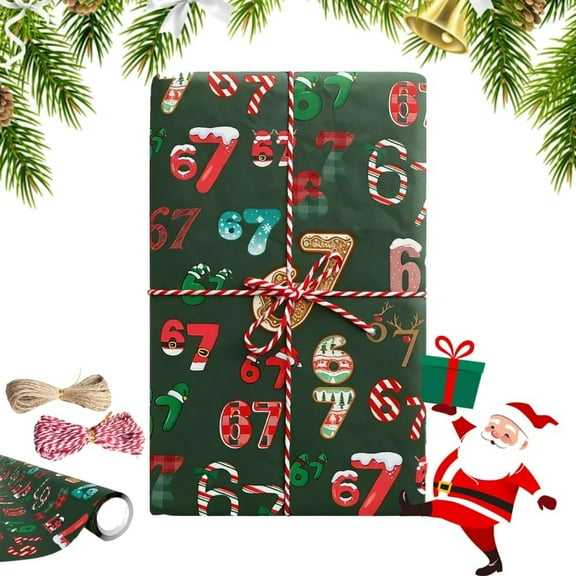 67 Wrapping Paper, 6 7 meme Wrapping Paper, 67 Meme Funny Teen Holiday Gift Wrap, 19in Wide Birthday Xmas Santa Festive Present Wrapping Rolls (Set A (19 * 70))
