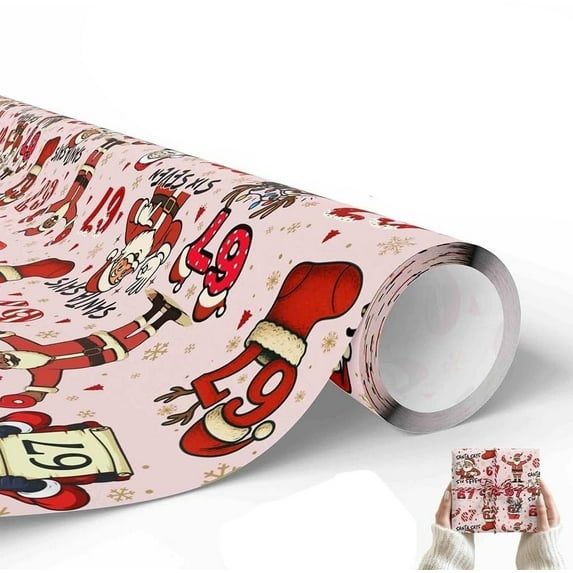 67 Wrapping Paper,67 Christmas Wrapping Paper Roll - Funny Six Seven Gift Wrap,Gen Alpha Humor for Teens & Kids, Perfect for Xmas, Holiday & Party Present Wrapping