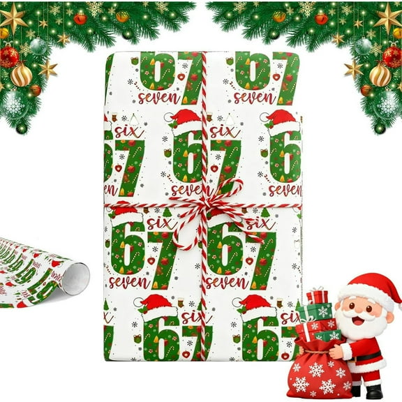 67 Wrapping Paper Christmas, Unique Kids Funny 67 Wrapping Paper, 19in Wide Mini Birthday&Christmas Wrapping Paper Rolls, Funny Teen Holiday Gift Wraps, Wrap Your Presents in Holiday Fun(20 * 36in)