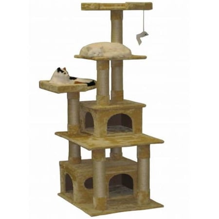 67 in. Beige Cat Tree Furniture Condo House