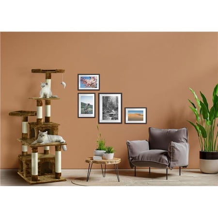 67 in. Brown Cat Tree Furniture Condo House