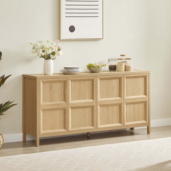 67-inch Modern Cabinet with Touch-Opening Doors, Soft-Close Hinges, and Anti-Tip Wall Mounting, Ideal as a Sideboard, Dressing Table, TV Stand, Oak