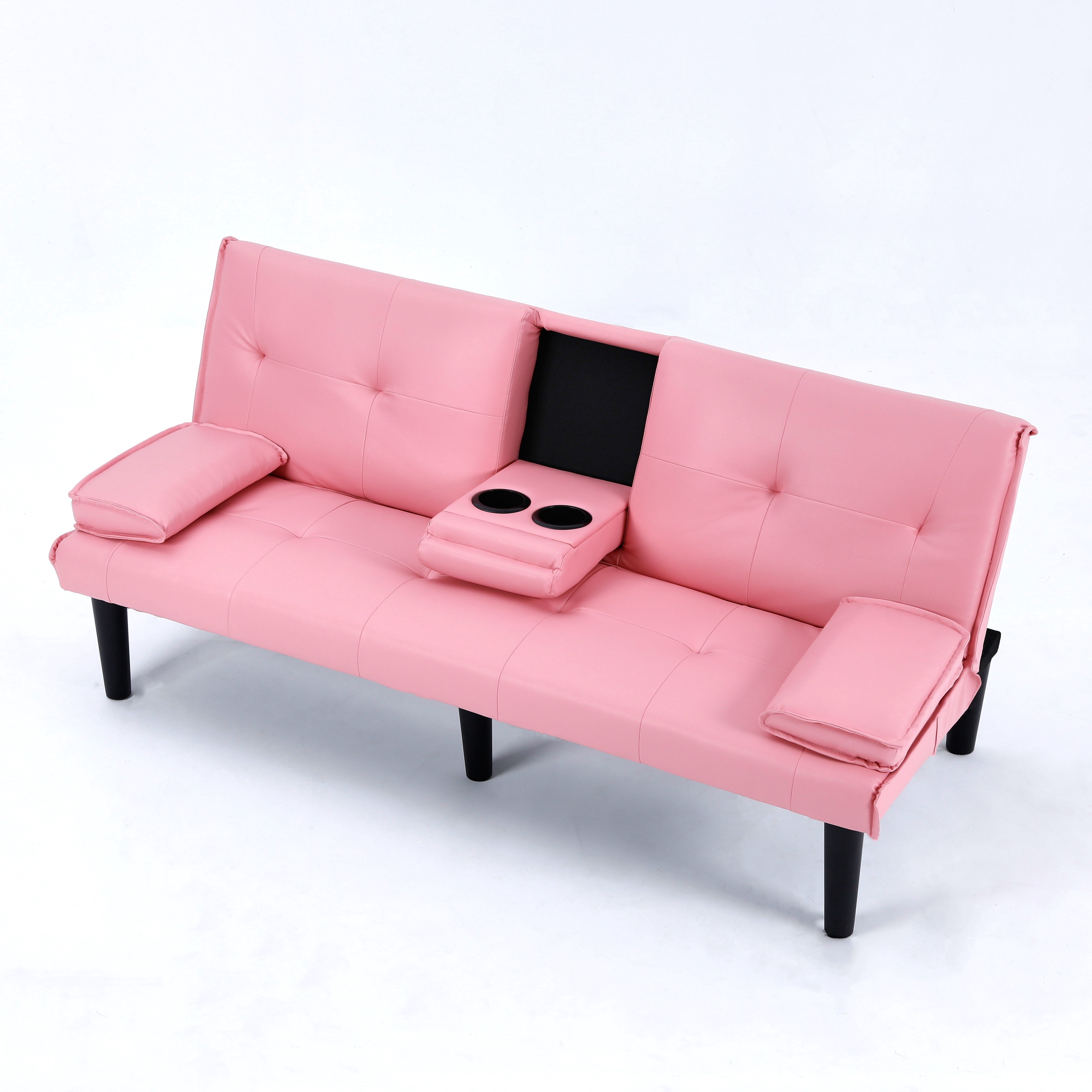 Space Pvc 67-inch PVC Multi-Functional Sofa Bed, Foldable 2-Seater with Cup ...