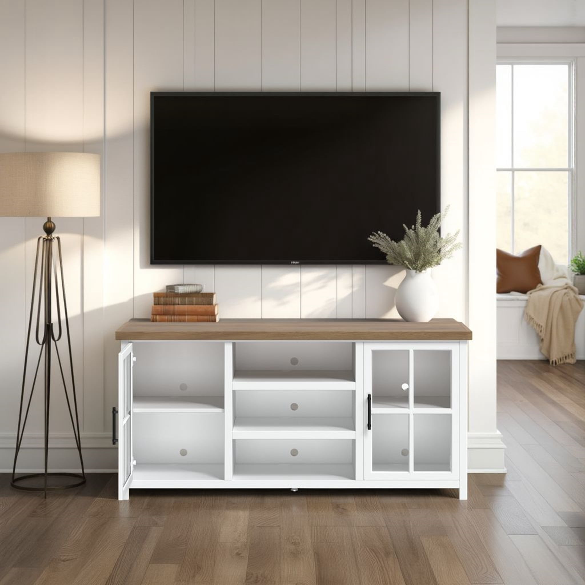 67 inch TV Stand Console for TVs up to 80 inches, No Assembly Required ...