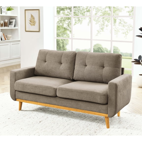 67. inch Wide Mid - Modern Upholstered Tufted Loveseat Sofa With Wooden - Sofas