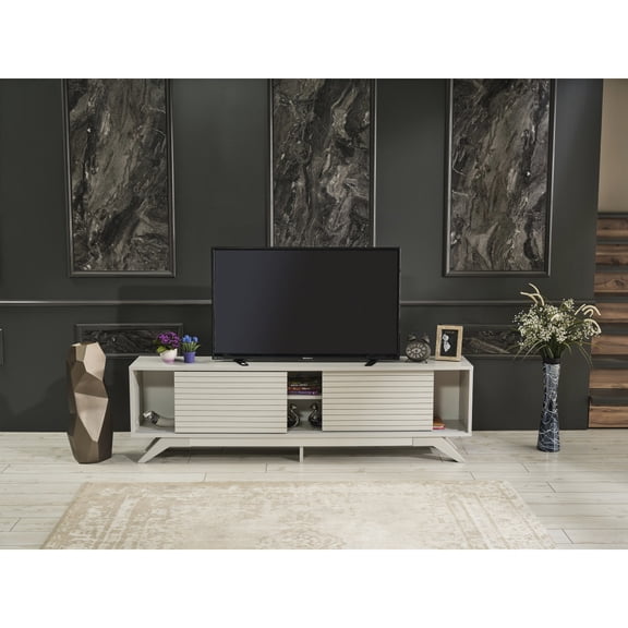 67 - inch Width Specification, Grey Finish Look | TV Stand for Porch, Quick Access Storage
