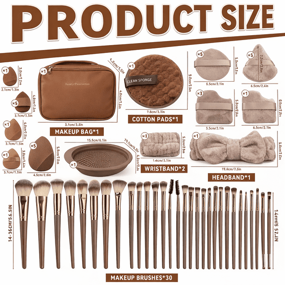 67-piece Coffee Color Cross-border New 30-piece Makeup Brush and Puff Beauty Tool Set Wholesale