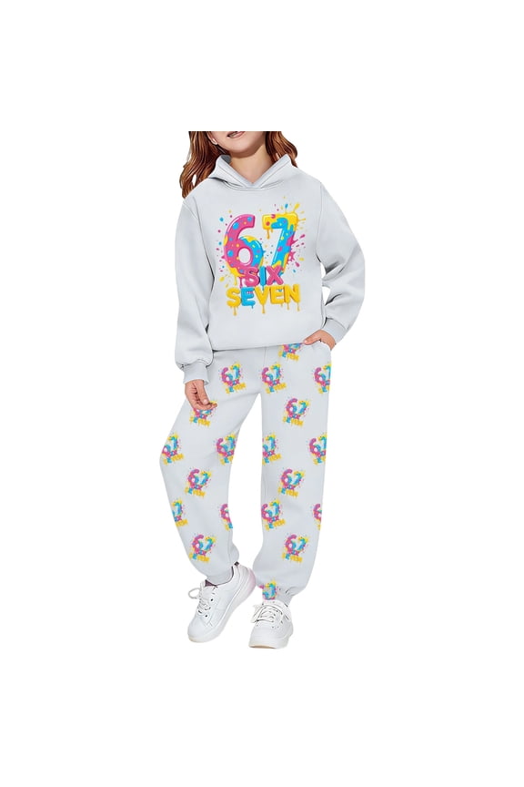67 shirt B'oys Graphic Print Hoodie And Joggers Casual K'ids Tracksuit With Comfortable Fabric For Play And Daily Wear