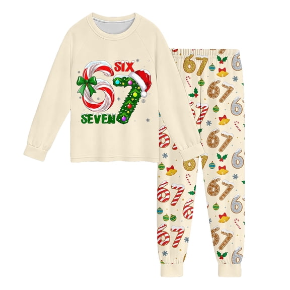 67 shirt B'oys Themed Long Sleeve Pajama Cozy Holiday Print Loungewear For K'ids Festive Family Sleepwear Outfit Soft Blend Two Piece Pajamas For C'hildren