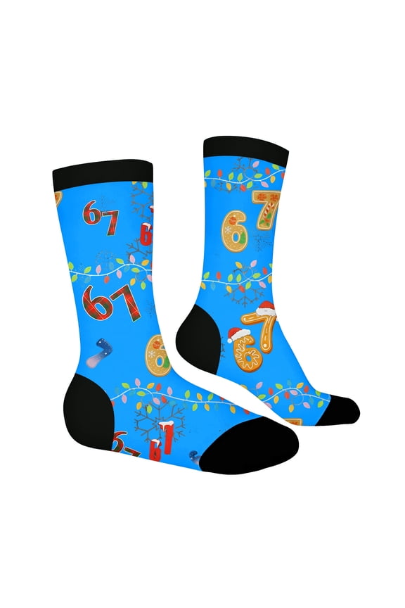 67 shirt Colorful Cartoon Print K'ids Socks Soft Blend Non Grip Ankle Socks For B'oys And G'irls T'oddler C'hildren