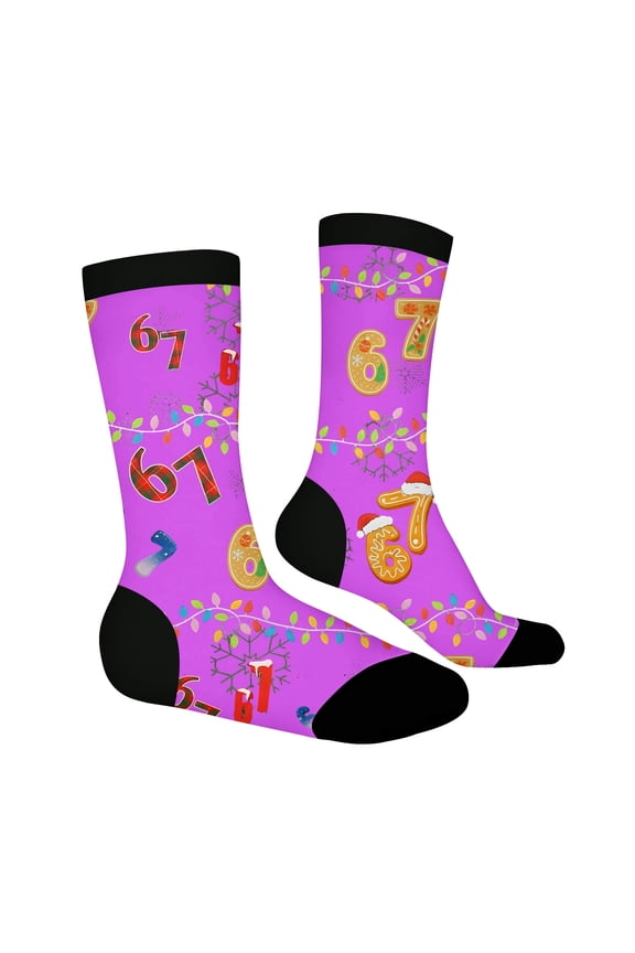 67 shirt Colorful Cartoon Print K'ids Socks Soft Blend Non Grip Ankle Socks For B'oys And G'irls T'oddler C'hildren