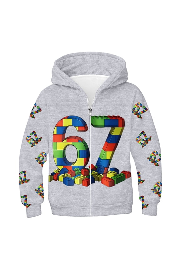 67 shirt G'irls Cartoon Graphic Zip Up Hoodie Long Sleeve Pullover Jacket With Anime Print For K'ids Casual Wear And Outdoor Activities
