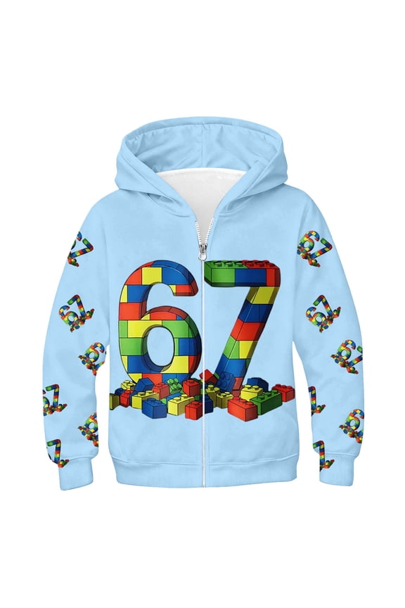 67 shirt G'irls Cartoon Graphic Zip Up Hoodie Long Sleeve Pullover Jacket With Anime Print For K'ids Casual Wear And Outdoor Activities