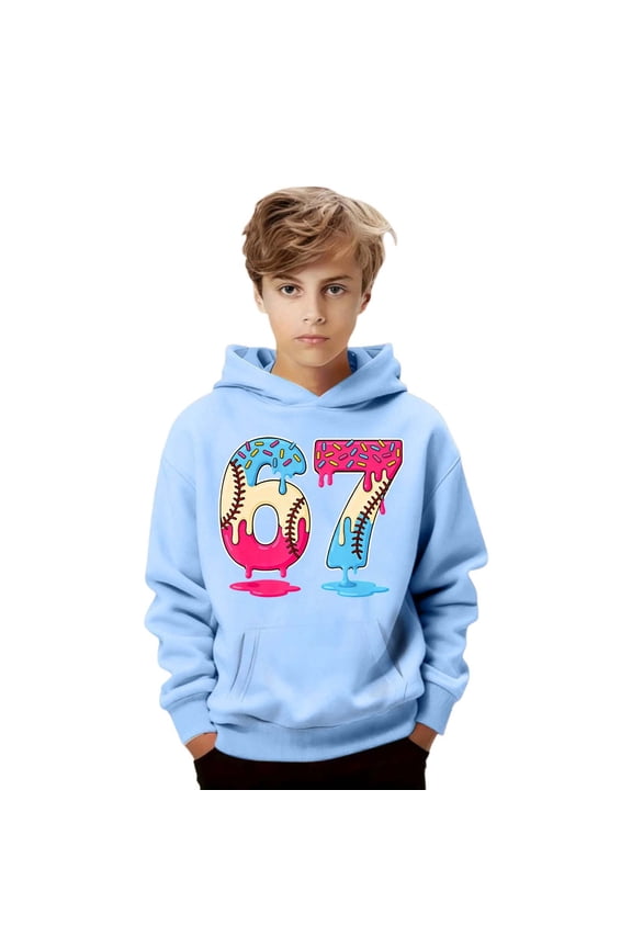 67 shirt G'irls Casual Print Long Sleeve Crewneck Pullover Sweatshirt Soft Hoodie For Everyday Wear And Play