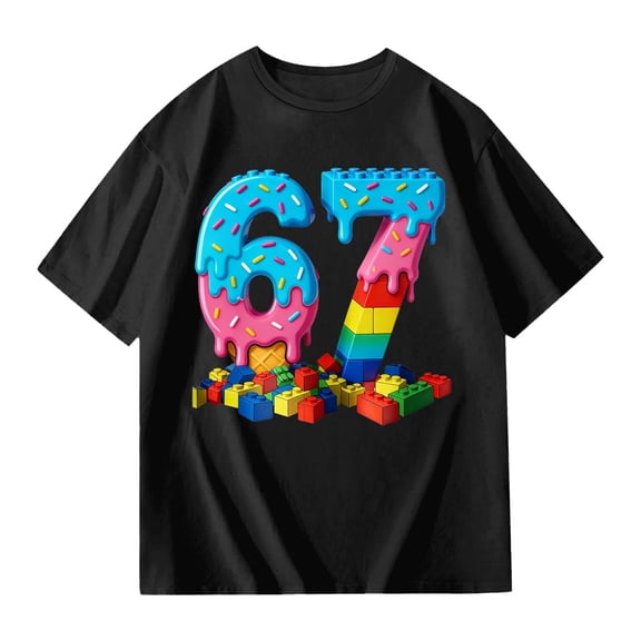 67 shirt G'irls Summer Short Sleeve T Shirt Cute Cartoon Ice Print Casual Top For K'ids Playful Graphic Tee Soft Blend Comfortable Daily Wear