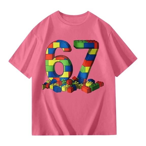 67 shirt G'irls Summer Short Sleeve T Shirt Cute Cartoon Number Print Casual Top Tee Shirt For K'ids Youth