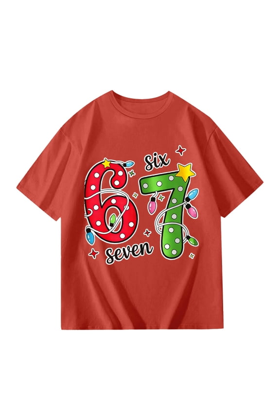 67 shirt G'irls Summer Short Sleeve T Shirt Cute Cartoon Number Print Casual Top Tee Shirt For K'ids Youth