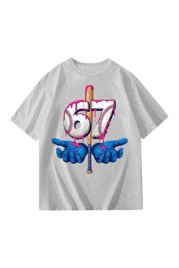 67 shirt G'irls Summer Short Sleeve T Shirt Cute Cartoon Number Print Casual Top Tee Shirt For K'ids Youth