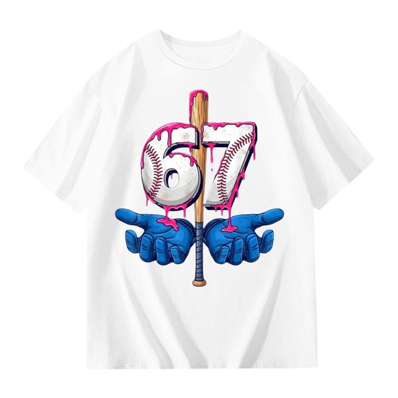 67 shirt G'irls Summer Short Sleeve T Shirt Cute Cartoon Number Print Casual Top Tee Shirt For K'ids Youth