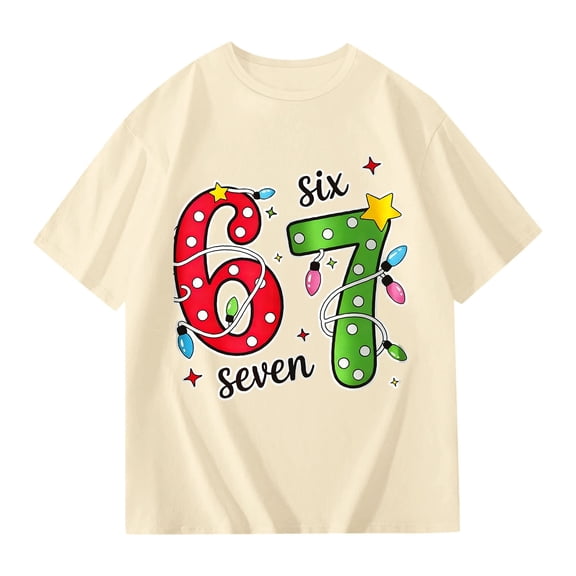 67 shirt G'irls Summer Short Sleeve T Shirt Cute Cartoon Number Print Casual Top Tee Shirt For K'ids Youth