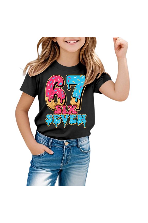 67 shirt for Kids Girls,Six Seven Funny 67 Meme l Sur_vived 67 days of school Teacher Student Six Seven Meme T-Shirt