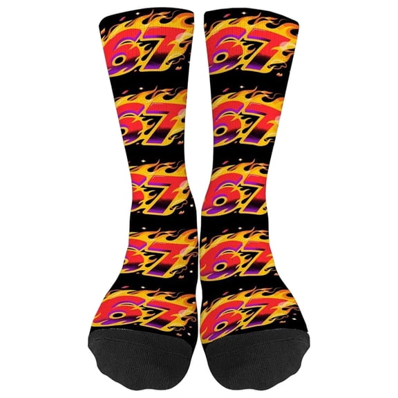 67 socks K'ids Sports Socks With Print For K'ids Seasonal Athletic Crew Socks For Ages 5 12 Comfortable Durable Socks For Youth