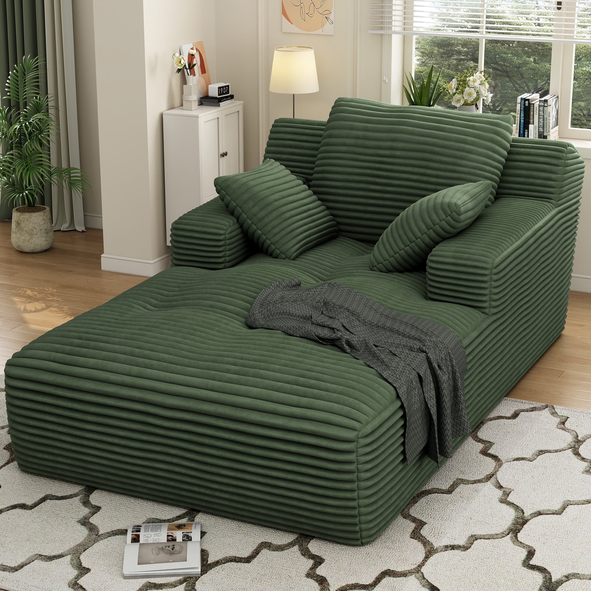 67'' Oversized Chaise Lounge Chair Indoor, Cloud Plush Corduroy